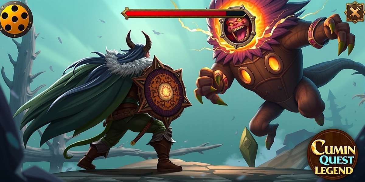 Cumin Quest Legend Combat Scene Cumin Quest Legend combat scene with a player character fighting a mythical creature